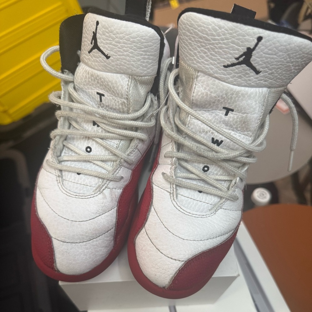 Jordan retro 12 Kids White and Red Sneakers